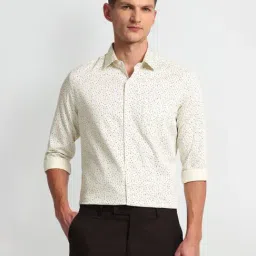 Arrow Beige Cotton Slim Fit Printed Shirt-picture-2