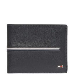 TOMMY HILFIGER Glasgow Black Leather Striped Bi-Fold Wallet for Men-79