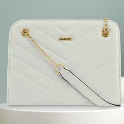 Fastrack White Faux Leather Quilted Tote Handbag-image-68