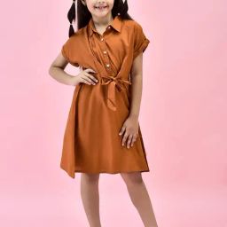 Juniper Girls Rust Solid Shirt Dress-image-18