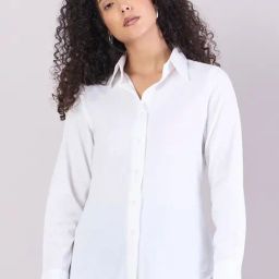Powersutra White Cotton Solid Long Sleeves Shirt-image-19