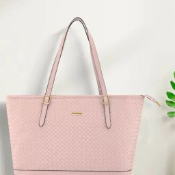 Fastrack Pink Faux Leather Textured Tote Handbag-image-20