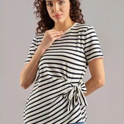 TOMMY HILFIGER Beige Cotton Stripes Top-image-24