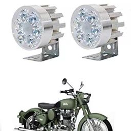 Cartronics Round 6 LED Motorcycle Light Bike Fog Lamp for Royal Enfield Classic Battle Green-23