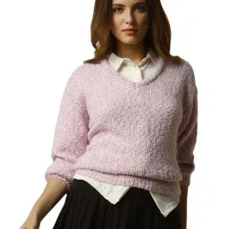 Allen Solly Pink Regular Fit Self Pattern Sweater-picture-38