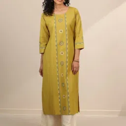 Libas Yellow Cotton Regular Fit Printed Kurtas-image-56