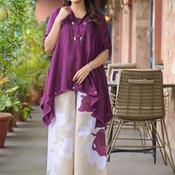 Banwaree Printed Tunic & Palazzos Co-Ord Set-image-34