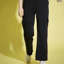 QIOA Women Relaxed High-Rise Cargos Trousers-image-89