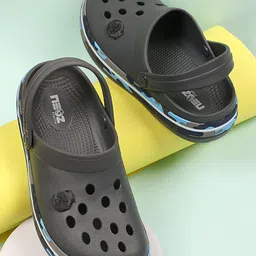 NEOZ Men Grey & Blue Printed Rubber Clogs-picture-48