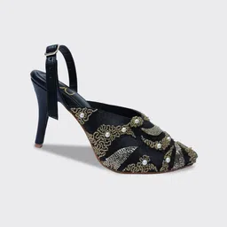 GLAM STORY Embellished Ethnic Kitten Pumps-57