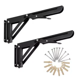 GENERIC Folding Brackets 304.8 mm (12 Inch) Mild Steel Black-picture-11