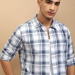 KETCH Men Tartan Checks Opaque Checked Casual Shirt-image-15