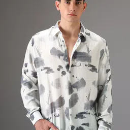 Banana Club Men Classic Slim Fit Semi Sheer Printed Casual Shirt-image-93