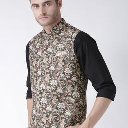Hangup Men Multicoloured Woven Printed Nehru Jacket image 5