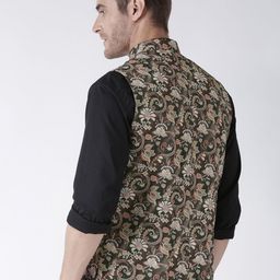Hangup Men Multicoloured Woven Printed Nehru Jacket image 3