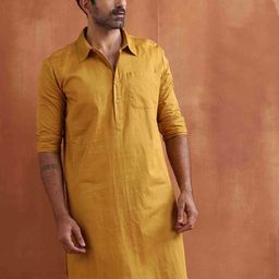 trueBrowns Shirt Collar Cotton Straight Kurta-image-29