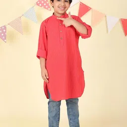 Fabindia Boys Striped Festive Cotton Straight Kurtas-49