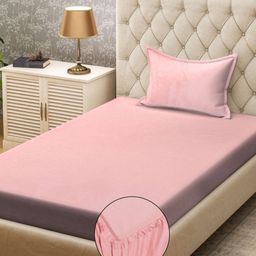 Aura Pink & Grey 300 TC Single Bedsheet with 1 Pillow Covers 2.25 m x 1.50 m-picture-46