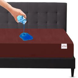 Mattress Protector Waterproof Mattress Cover Queen Size Skirting Upto 10 Inch - Brown-image-66