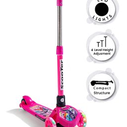 Foot to Floor Kids Scooter with LED Light And 4 Level Height Adjustment - Pink-11