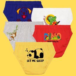 NUSYL Pack Of 5 Panda And Dinosaur Printed Briefs - Multi Colour-picture-15