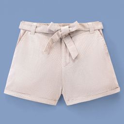 Pine Kids 100% Cotton Above Knee Length Light Weight Shorts Solid Color - Beige-image-53