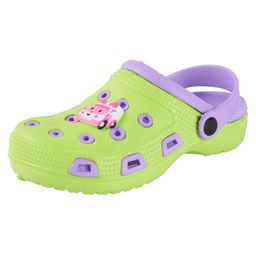 Yellow Bee Pretty Car Applique Clogs - Green & Purple-image-3
