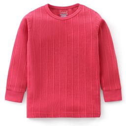 Babyhug Cotton Full Sleeves Solid Thermal Vest- Coral-image-84
