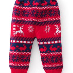 Babyhug Full Length Fleece and Woollen Pant with Reindeer Design - Red & Navy Blue-image-73