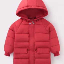 Kookie Kids Full Sleeves Padded Winter Jacket Solid Colour - Red-picture-19