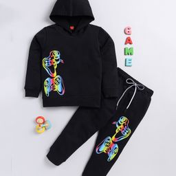 TOONYPORT Full Sleeves Gamer Theme Printed Coordinating Hooded Sweatshirt & Joggers Set - Black-image-78