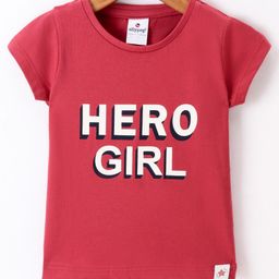 OLLYPOP Sinker Half Sleeves Text Print T-Shirt - Red-image-98