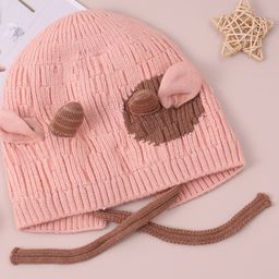 Babyhug Woolen Cap with Applique - Pink-image-57