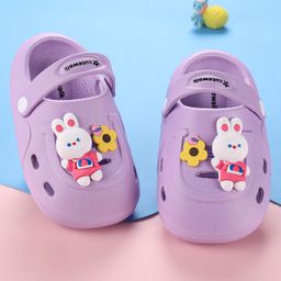 Cute Walk by Babyhug Clogs with Backstrap Bunny Applique - Purple-image-79