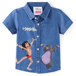 Babyhug Disney Denim Woven Half Sleeve Shirt with The Jungle Book Graphic - Navy Blue-image-99