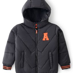 Bonfino Full Sleeves Hooded Puffer Jacket With Patch Detailing - Black-picture-15