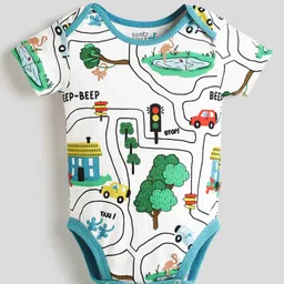 Somersault Sleeveless Vehicles & Flamingos Printed Onesie - Off White-picture-5