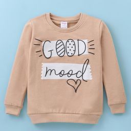 Tango Fleece Knitted Full Sleeves Sweatshirt With Text Print - Light Peach-picture-20