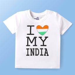 Doodle Poodle 100% Cotton Knit Half Sleeves I Love My India Printed T-Shirt - White-image-21