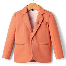 Rikidoos Full Sleeves Solid Textured Blazer - Peach-image-98
