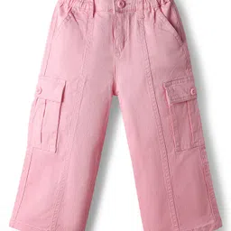 Babyhug Twill Full Length Trousers with Stretch & Cargo Pocket - Pink-picture-5