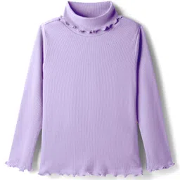 Honeyhap Premium 100% Cotton Knit with Bio Finish Full Sleeves Turtle Neck Solid Color Top - Lavender-picture-21