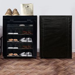 Urban Choice 5-Shelves Modular Metal Shoe Rack With Black Cover - Perfect for Entryway & Closet Storage-image-83