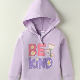 Tango Looper Knit Full Sleeves Hooded T-Shirt with Be Kind Text Print - Mauve-picture-26