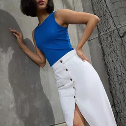 SASSAFRAS Front Button Wrap Midi Skirt image 5