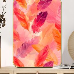 SAF Pink & Orange Colored Feather Printed Canvas Wall Art-2