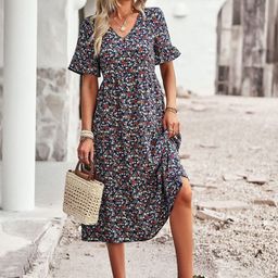 StyleCast Floral Printed Fit & Flare Midi Dress-image-82