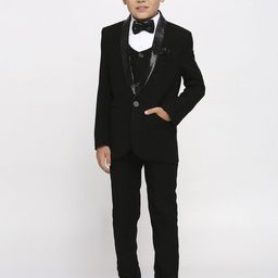 YK Boys Embellished Tailored-Fit Single-Breasted Full Sleeve 5-Piece Party Suit-image-76