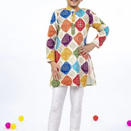 Jilmil Boys Ethnic Motifs Embroidered Straight Kurta With Pyjama-image-11