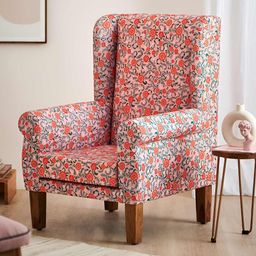 Chumbak Begum Orange-Coloured Earthy Floral Printed WingChair-24